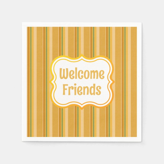 Guardanapo De Papel Boas-vindas Amigos Amarelo Livro Verde Laranja (Frente)