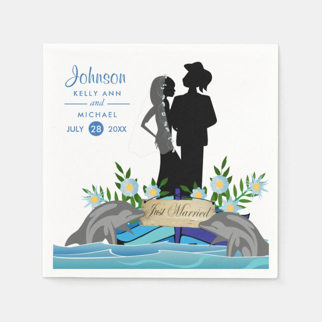 Guardanapo De Papel Boat Dolphin Wedding (Frente)