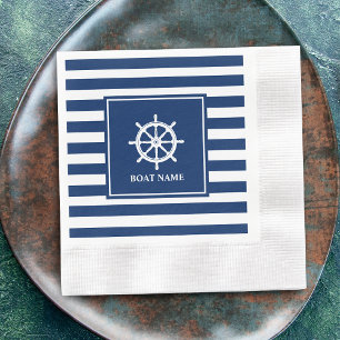 Guardanapo De Papel Boat or Name Ships Wheel Helm with Blue Stripes