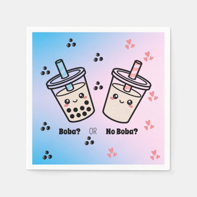 Guardanapo De Papel Boba or No Boba?  Bubble Tea Boba Gender Reveal (Frente)