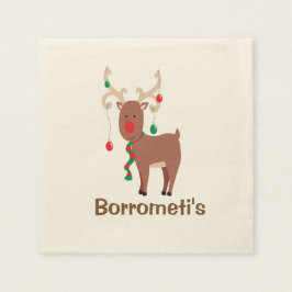 Guardanapo De Papel Bobo de natal Reindeer Cocktail Napkin