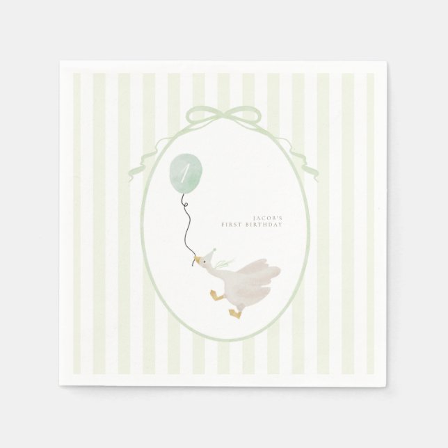 Guardanapo De Papel Bobo Verde Sage Goose Party Napkins (Frente)