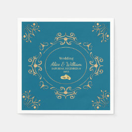 Guardanapo De Papel Boda en Azul y Dorado