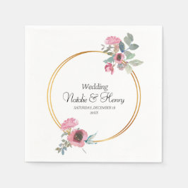 Guardanapo De Papel Boda en Oro y Acuarela primavera