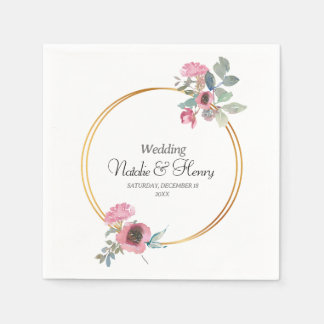 Guardanapo De Papel Boda en Oro y Acuarela primavera