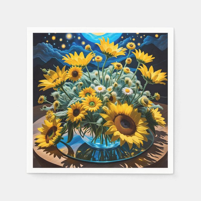 Guardanapo De Papel Bodegón Flores y Noche 1 - 001 (Frente)