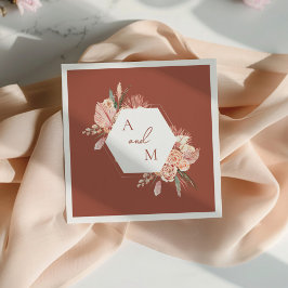 Guardanapo De Papel Bohemian Floral Terracotta & Ivory Wedding Convite