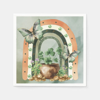 Guardanapo De Papel Bohemian Green Watercolor Rainbow Illustration