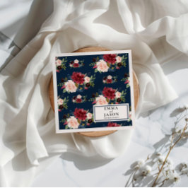 Guardanapo De Papel Bohemian Marinho Floral Burgundy Casamento Napkins