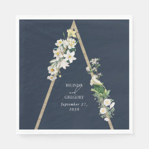 Guardanapo De Papel Bohemian Wood Pyramid White Florals Blue Wedal