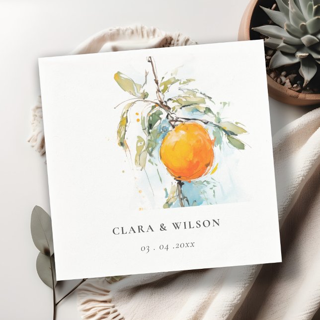 Guardanapo De Papel Boho Abstrato Sketchy Orange Garden Casamento (Criador carregado)