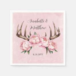 Guardanapo De Papel Boho Antler com Casamento de Peões Rosa