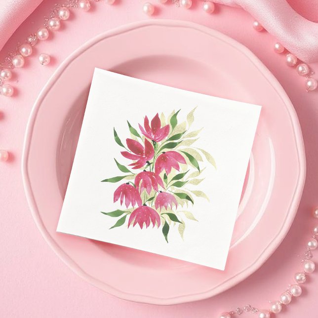 Guardanapo De Papel Boho Artístico Flores Silvestres Aquarela (Criador carregado)