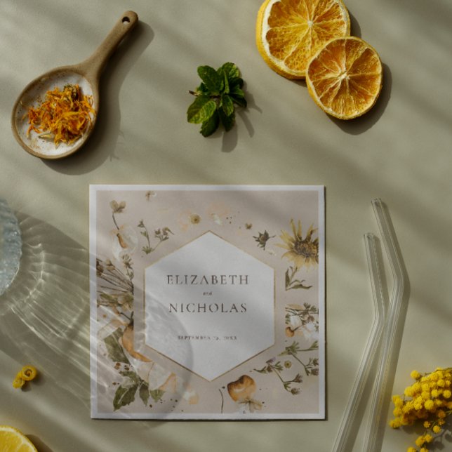Guardanapo De Papel Boho Autumn Wildflower | Casamento Botânico (Criador carregado)