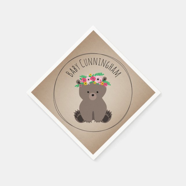 Guardanapo De Papel Boho Baby Bear Cub Chá de fraldas Napkins (Canto)