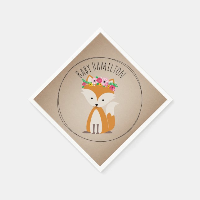 Guardanapo De Papel Boho Baby Fox Chá de fraldas Napkins (Canto)
