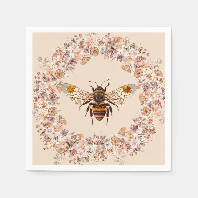 Guardanapo De Papel Boho Bee Watercolor (Frente)