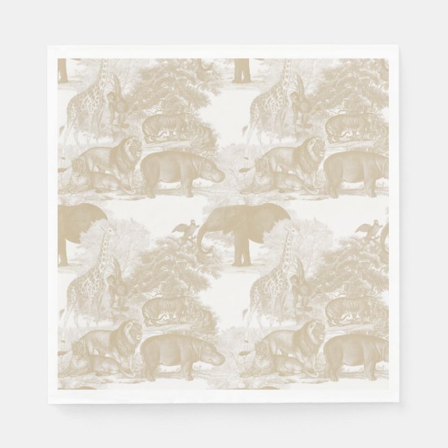 Guardanapo De Papel Boho Beige Selgle Animal Safari Chinoiserie (Frente)