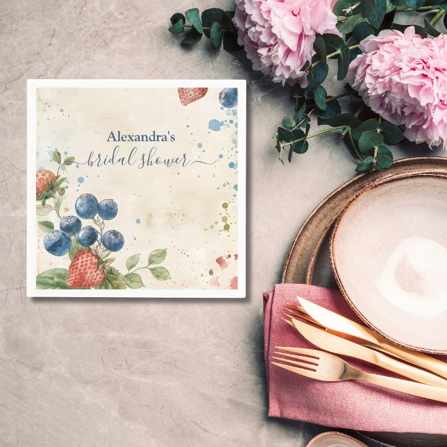 Guardanapo De Papel Boho Berry Doce Morango Chá de Noiva (Criador carregado)