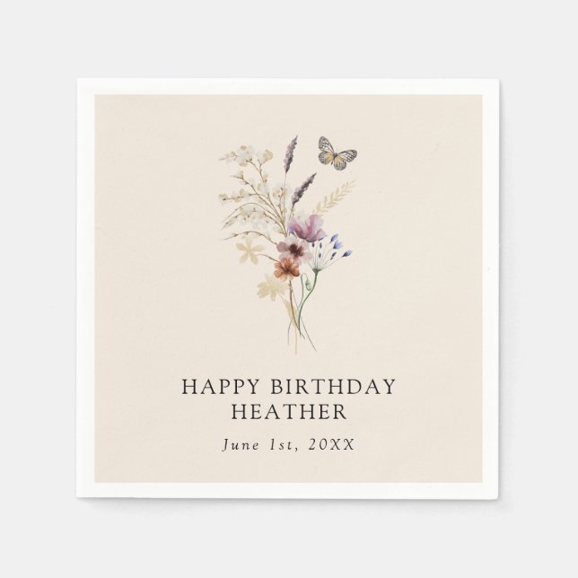 Guardanapo De Papel Boho Birthday Paper Napkin (Frente)