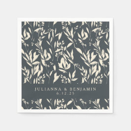 Guardanapo De Papel Boho Black Hand Desenhado Floral Casamento Persona