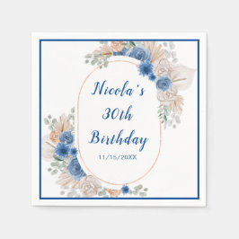 Guardanapo De Papel Boho Blue Pampas Grass Aniversário
