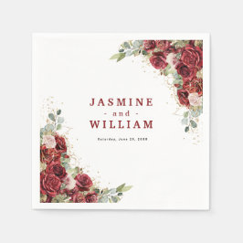 Guardanapo De Papel Boho Blush Burgundy Casamento Geométrico Dourado F