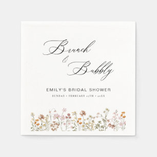 Guardanapo De Papel Boho Brunch de Flores Silvestres & Bolhas Chá de N
