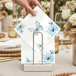 Guardanapo De Papel Boho Butterfly Wildflower Floral Blue Baby Shower