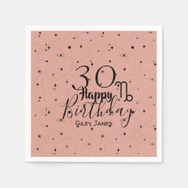 Guardanapo De Papel Boho Capricorn estrelas negras cor-de-rosa anivers