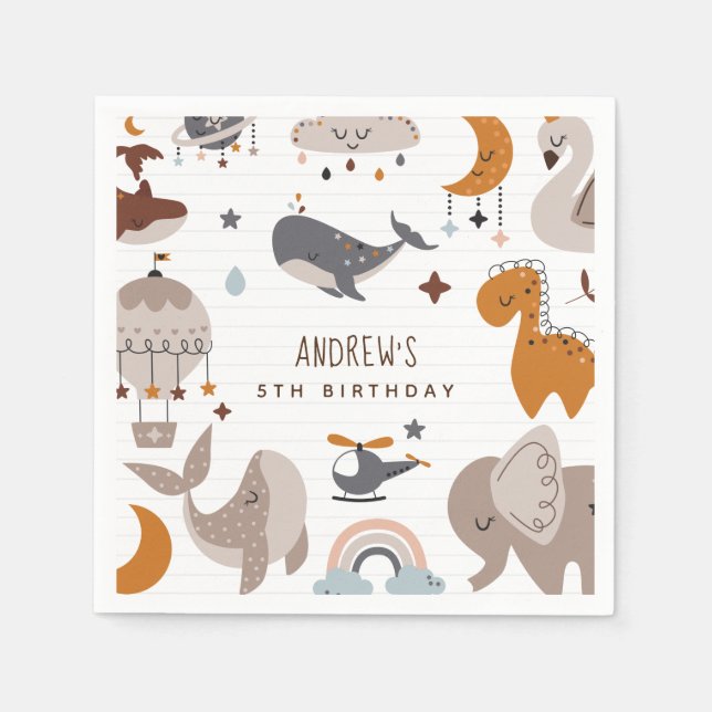 Guardanapo De Papel Boho Celestial Animais Bohemian Rainbow Party (Frente)