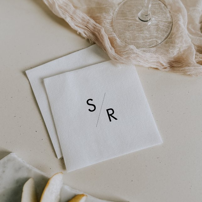 Guardanapo De Papel Boho Chic Black and White Monogramas Napkins (Criador carregado)