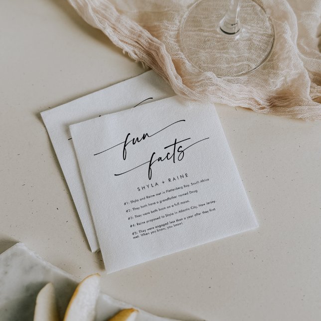 Guardanapo De Papel Boho Chic Black e White Weding Fact Napkins (Criador carregado)