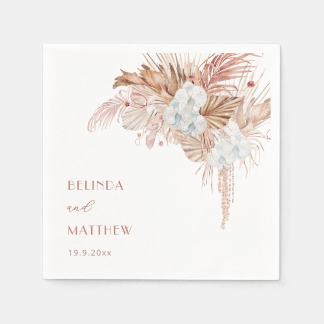 Guardanapo De Papel Boho Chic Botânico | Casamento (Frente)