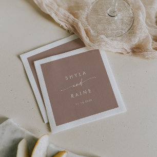 Guardanapo De Papel Boho Chic Neutral Taupe Monograma Casamento Napkin