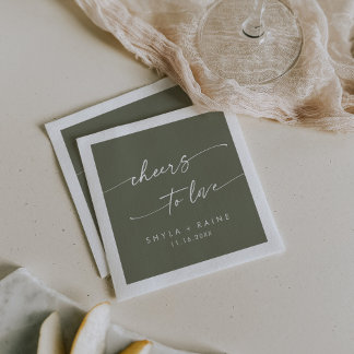 Guardanapo De Papel Boho Chic Olive Green Saúde para Casamento