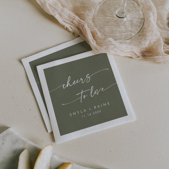 Guardanapo De Papel Boho Chic Olive Green Saúde para Casamento (Criador carregado)