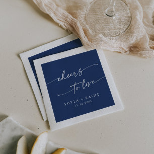Guardanapo De Papel Boho Chic Royal Blue Cheers to Love Weding