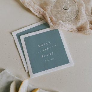 Guardanapo De Papel Boho Chic Seafoam Teal Monograma Casamento Napkins