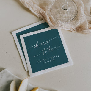 Guardanapo De Papel Boho Chic Teal Blue Cheers to Love Weding