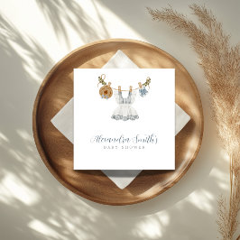 Guardanapo De Papel Boho Clothesline Girl blue e white watercolor