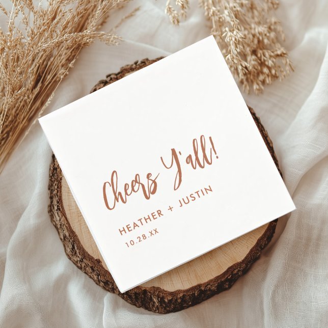 Guardanapo De Papel Boho Country Cheers Y'all Texas Wedding (Criador carregado)
