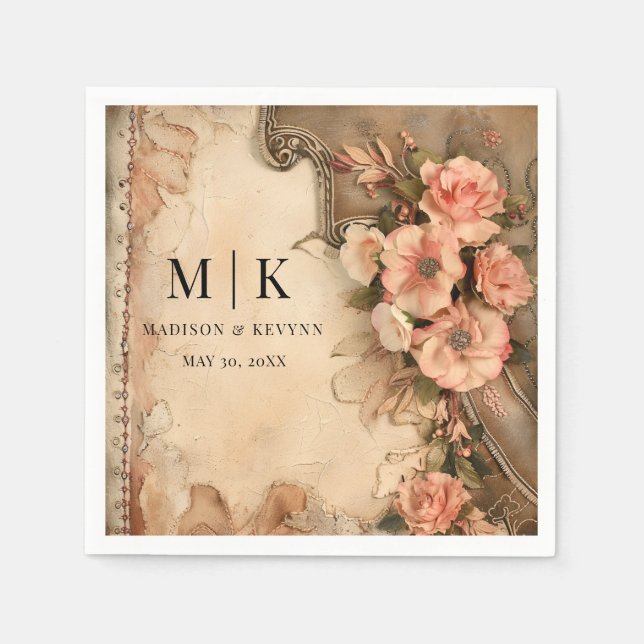 Guardanapo De Papel Boho Cowgirl Western Florals Casando Napkins (Frente)