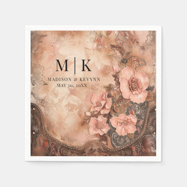 Guardanapo De Papel Boho Cowgirl Western Florals Casando Napkins (Frente)
