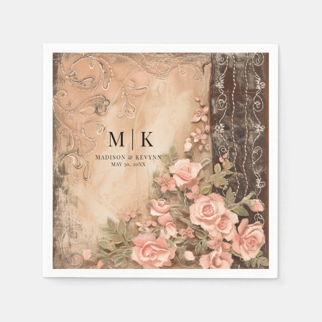 Guardanapo De Papel Boho Cowgirl Western Florals Casando Napkins (Frente)