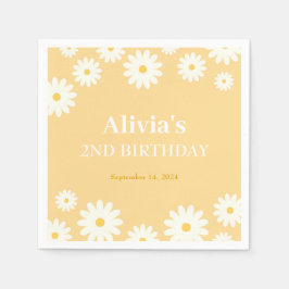 Guardanapo De Papel Boho Daisy Dois Ouro Floral segundo aniversário Bo