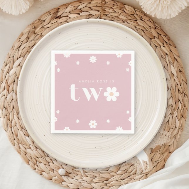 Guardanapo De Papel Boho Daisy Second Birthday Napkin (Criador carregado)