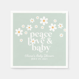 Guardanapo De Papel boho Daisy verde Paz Amor Chá de Bebê