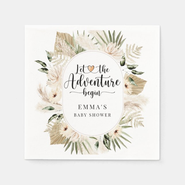 Guardanapo De Papel Boho Deixa A Aventura Começar O Chá de fraldas (Frente)