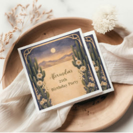 Guardanapo De Papel Boho Desert Cactus Birthday